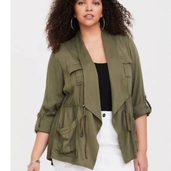 torrid Jackets & Blazers - Torrid Olive Drape Anorak Twill Military Jacket 1